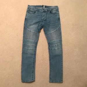 H&M Blue Denim Moto Jeans Size 36